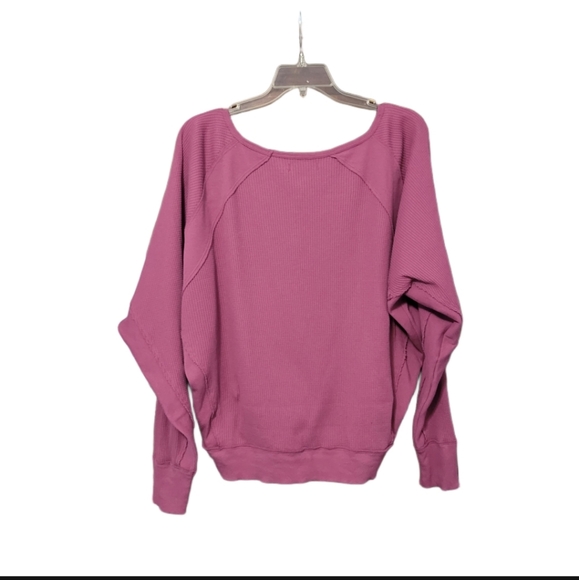 Free People Like New Women's Size Medium Santa Clara Thermal Top Mulberry - Picture 2 of 16